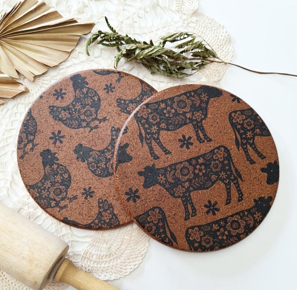 Cork Hot Pot Trivet - Cow