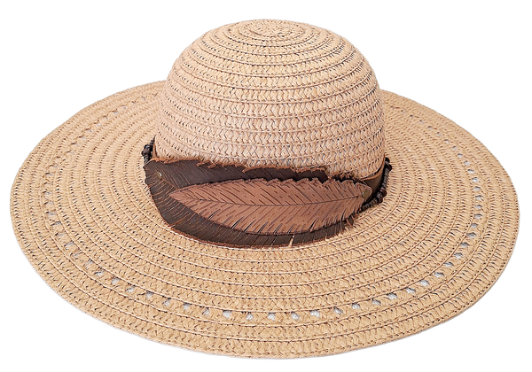Large Brim Sun Hat with Leather Hat Band