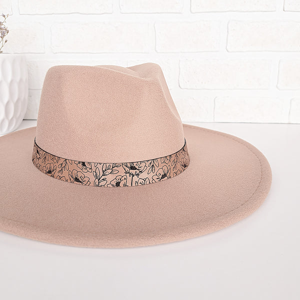 Women's Felt Fedora Hat with Hat Band - Fawn