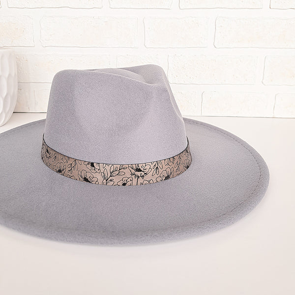Women's Felt Fedora Hat with Hat Band - Dove Grey