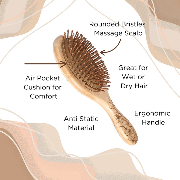 Bamboo Floral Hair Brush