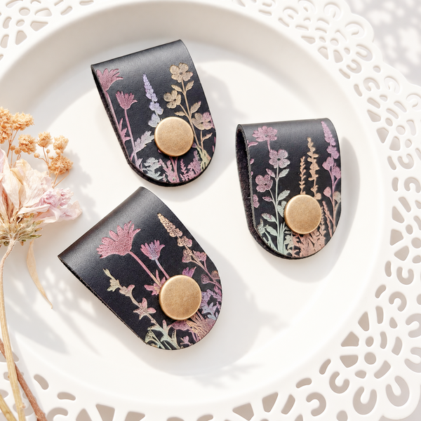 Leather Cord Keepers - Botanical Designs