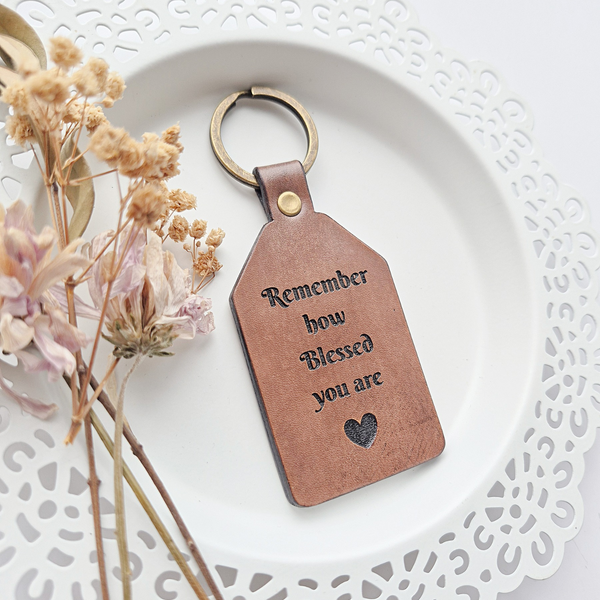 Leather Keychain - Lady Bug - Remember how blessed you are