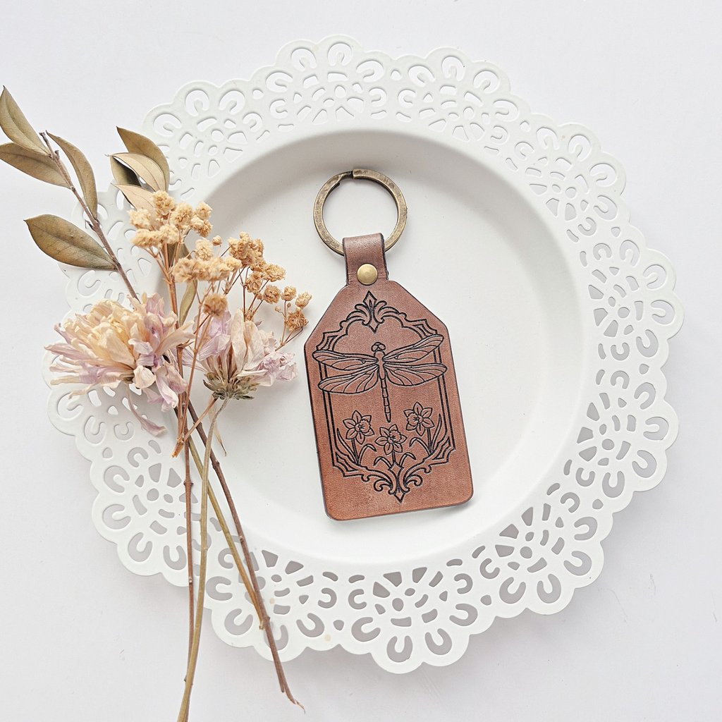 Leather Keychain - Dragonfly - Remember how loved you are