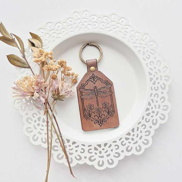 Leather Keychain - Dragonfly - Remember how loved you are