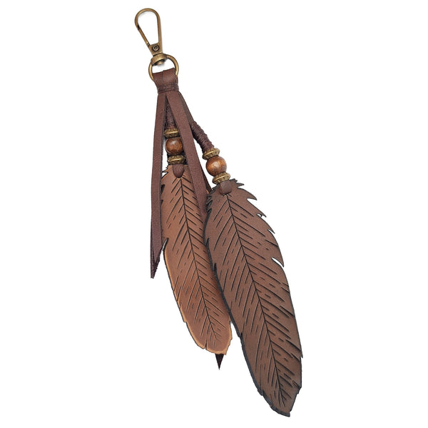Leather Feather Clip - Hand Carved