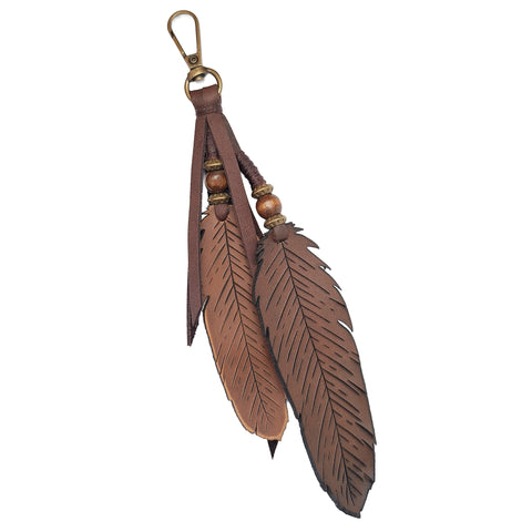 Leather Feather Clip - Hand Carved