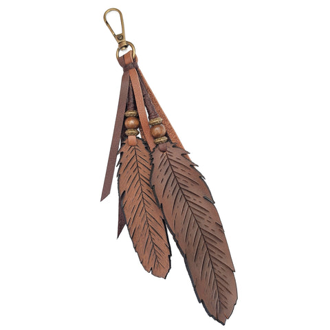 Leather Feather Clip - Hand Carved