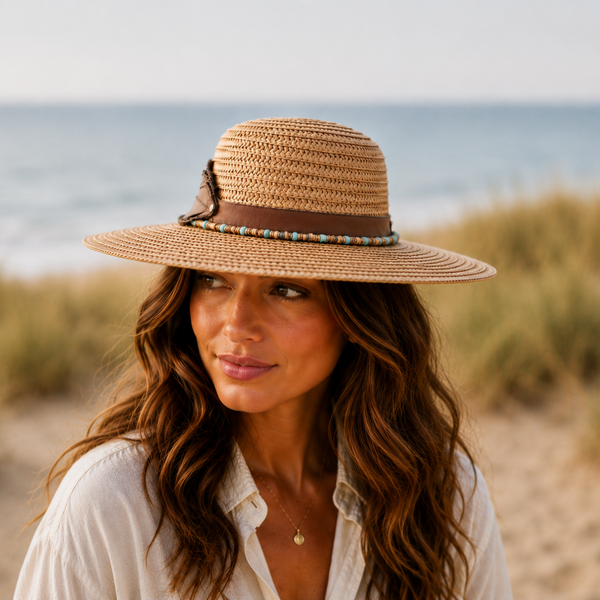 Large Brim Sun Hat with Leather Hat Band