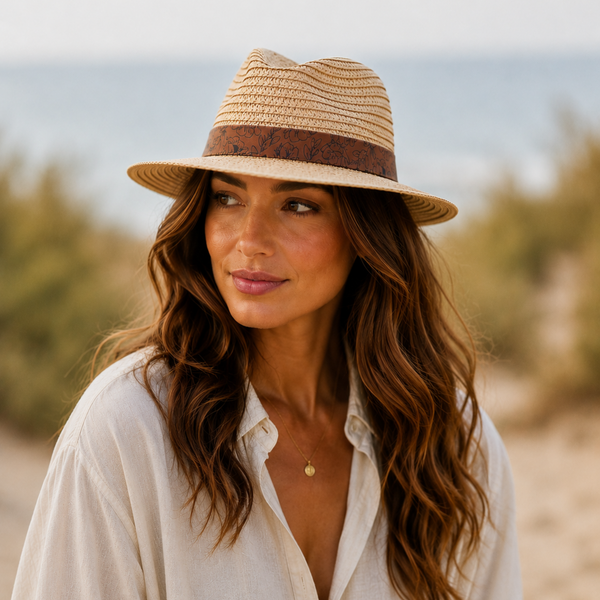 Sun Hat with Leather Hat Band