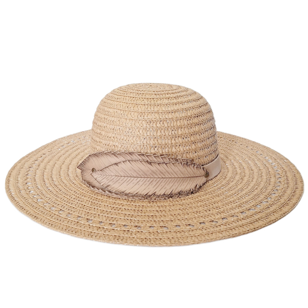 Large Brim Sun Hat with Leather Hat Band