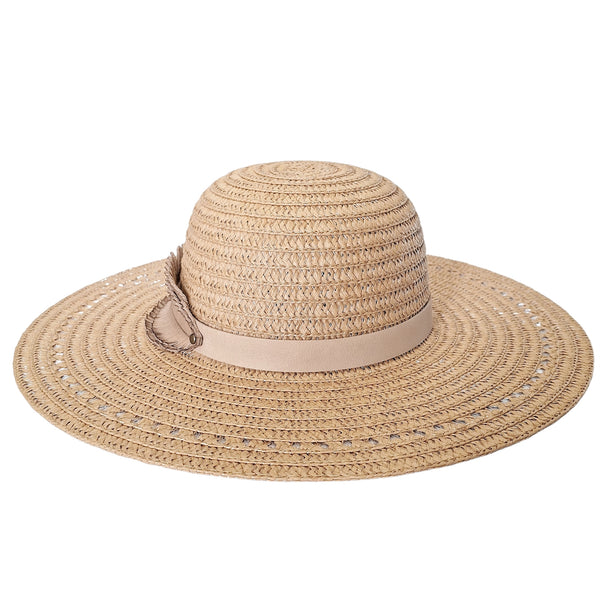 Large Brim Sun Hat with Leather Hat Band