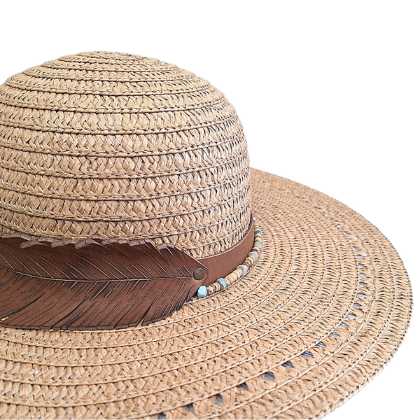Large Brim Sun Hat with Leather Hat Band
