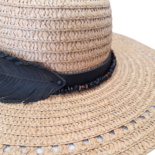 Large Brim Sun Hat with Leather Hat Band