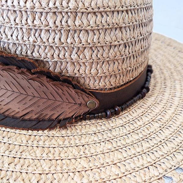 Large Brim Sun Hat with Leather Hat Band