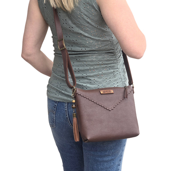 Leather Scalloped Purse - Dark Chocolate