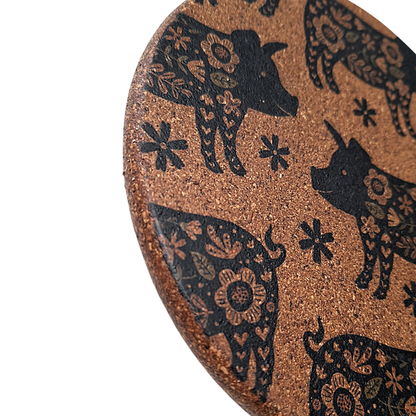 Cork Hot Pot Trivet - Pig