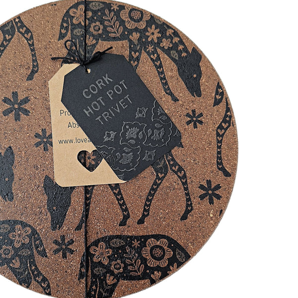 Cork Hot Pot Trivet - Woodland Deer