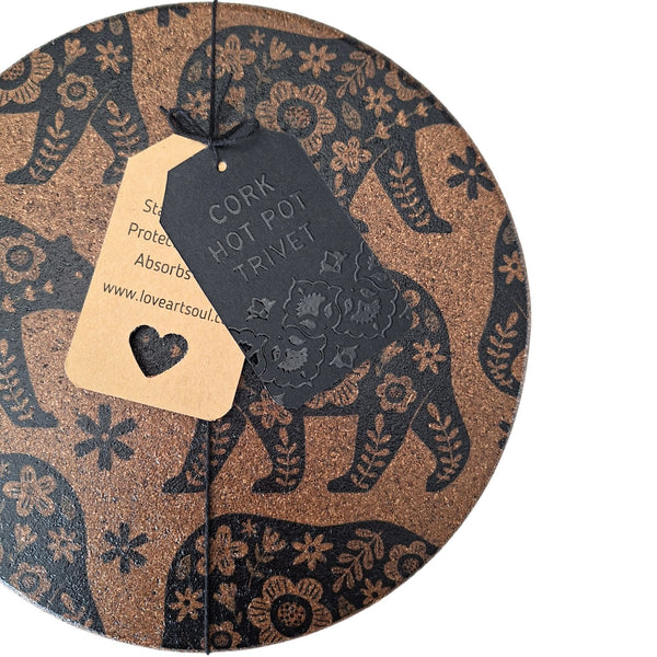 Cork Hot Pot Trivet - Woodland Bear