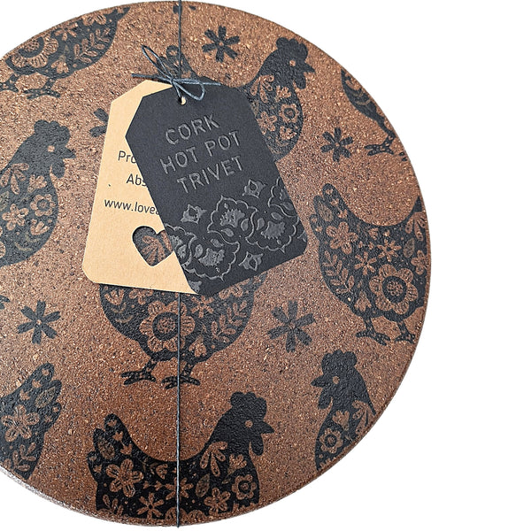 Cork Hot Pot Trivet - Chicken