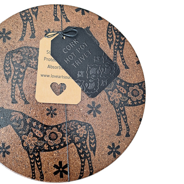 Cork Hot Pot Trivet - Horse
