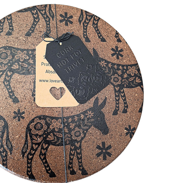 Cork Hot Pot Trivet - Donkey