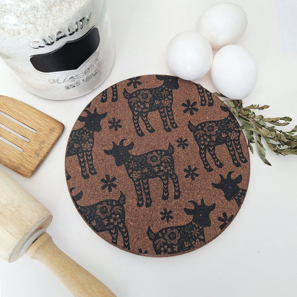 Cork Hot Pot Trivet - Goat