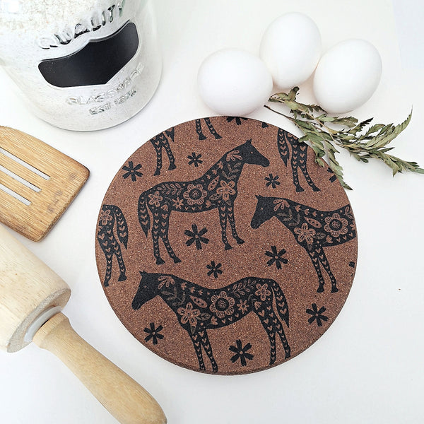 Cork Hot Pot Trivet - Horse