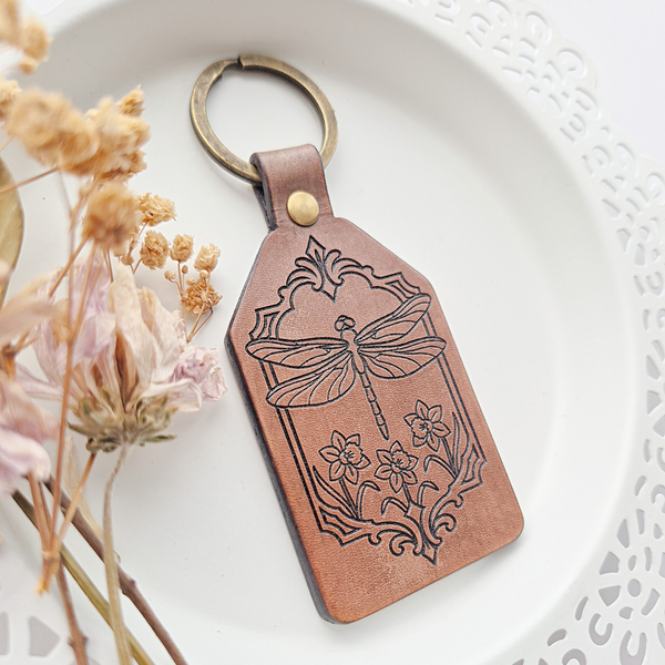 Leather Keychain - Dragonfly - Remember how loved you are