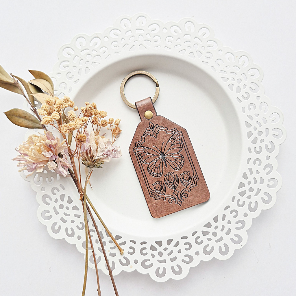 Leather Keychain - Butterfly - Let it hurt then let it go