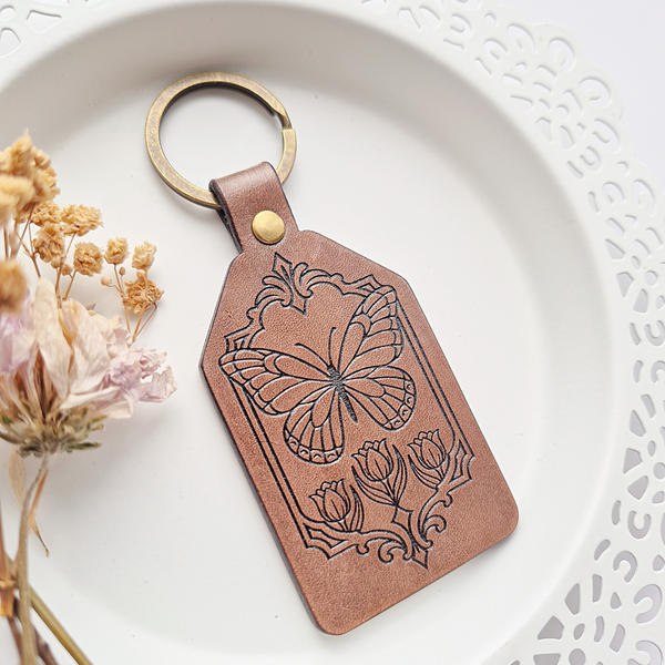 Leather Keychain - Butterfly - Let it hurt then let it go