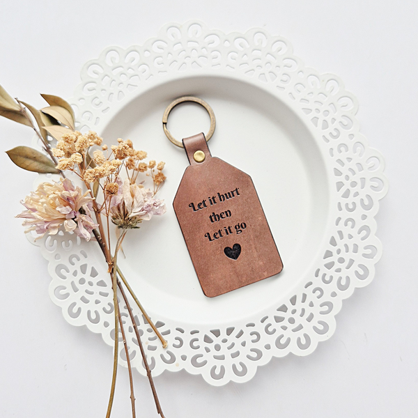 Leather Keychain - Butterfly - Let it hurt then let it go