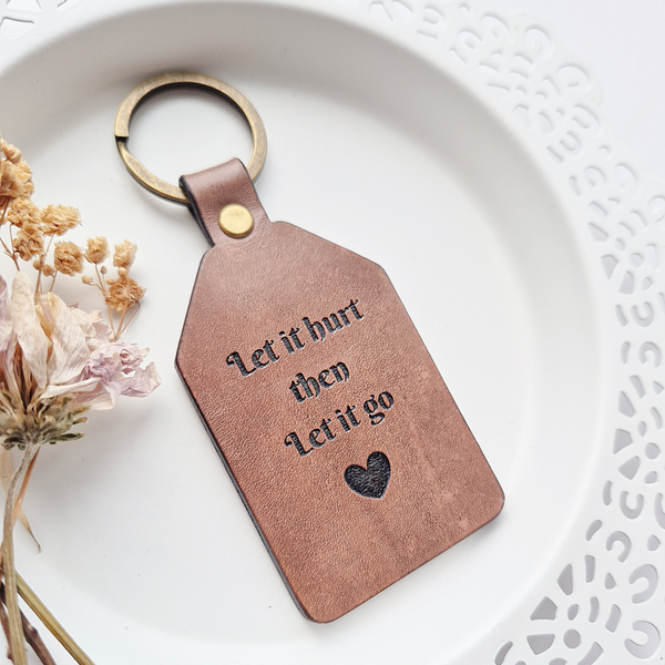 Leather Keychain - Butterfly - Let it hurt then let it go