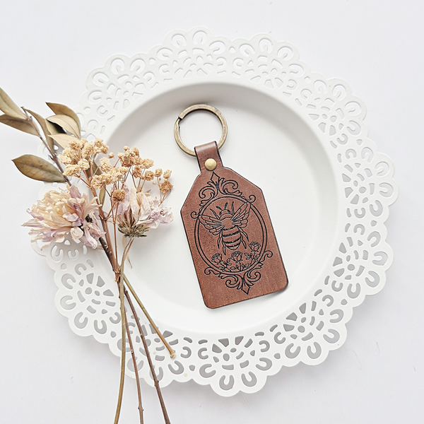 Leather Keychain - Bumble Bee - You are enough
