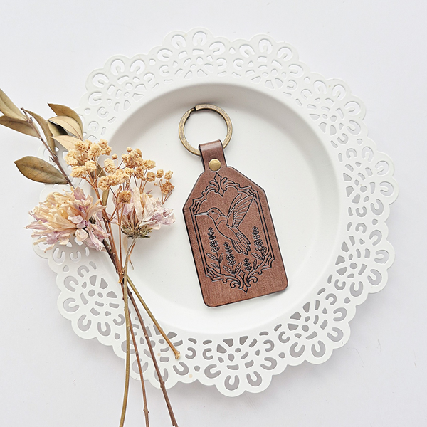 Leather Keychain - Hummingbird - Faith Over Fear