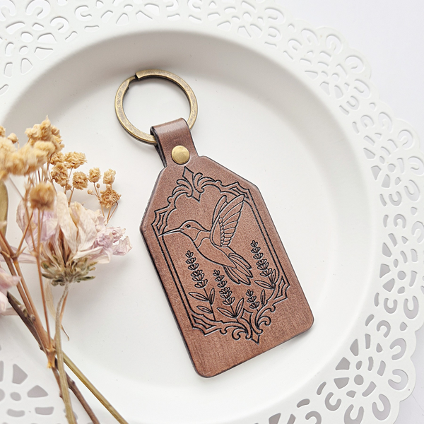 Leather Keychain - Hummingbird - Faith Over Fear