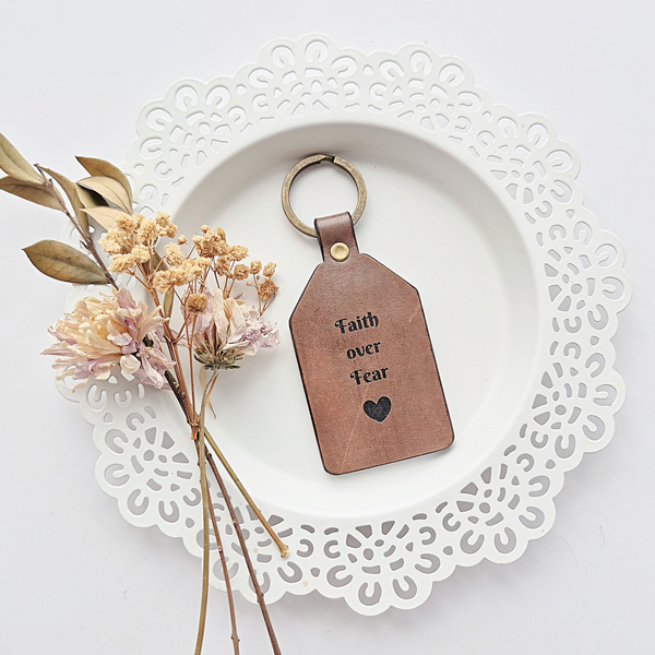 Leather Keychain - Hummingbird - Faith Over Fear