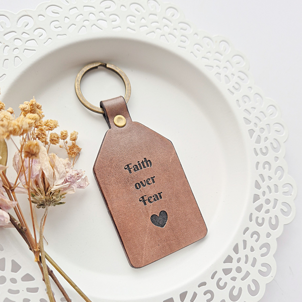 Leather Keychain - Hummingbird - Faith Over Fear