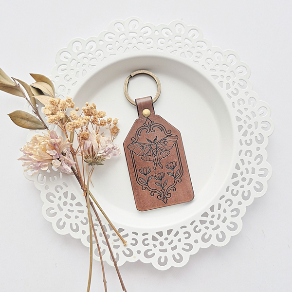 Leather Keychain - Moth - Be Kind To Yourself