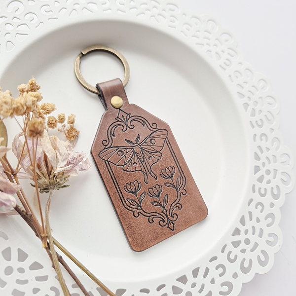 Leather Keychain - Moth - Be Kind To Yourself