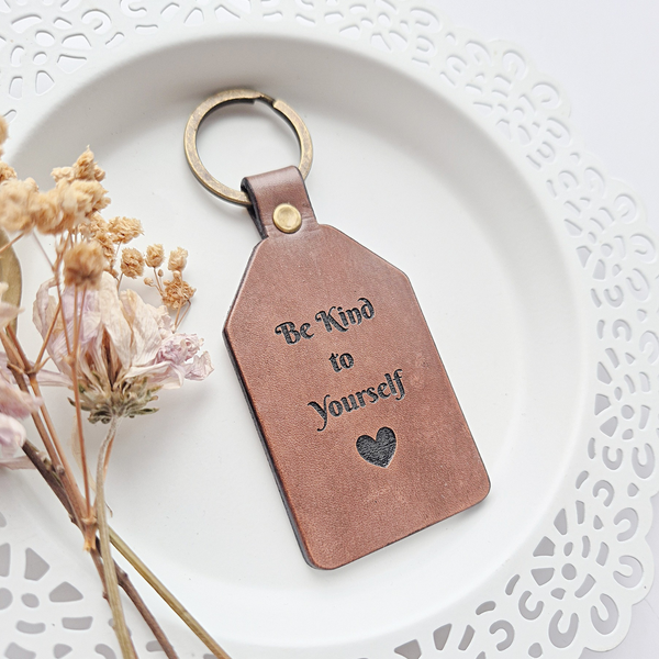 Leather Keychain - Moth - Be Kind To Yourself