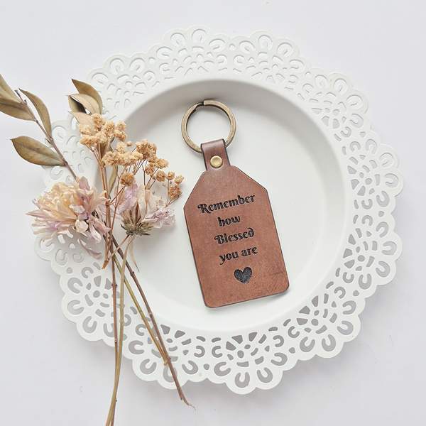 Leather Keychain - Lady Bug - Remember how blessed you are