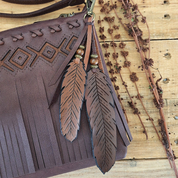 Leather Feather Clip - Hand Carved