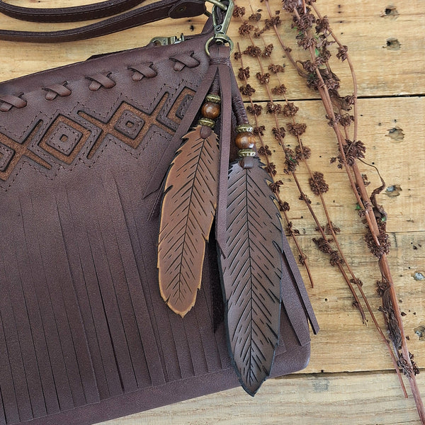 Leather Feather Clip - Hand Carved