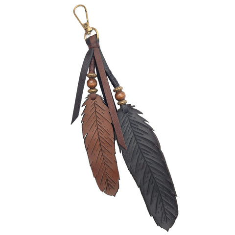Leather Feather Clip - Hand Carved