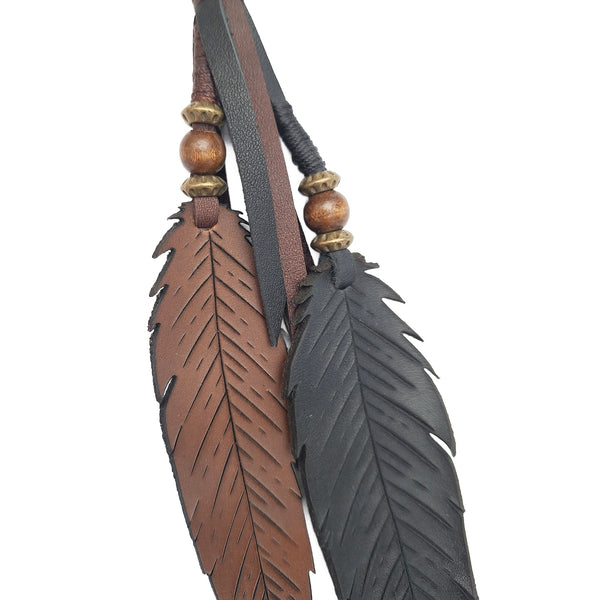 Leather Feather Clip - Hand Carved