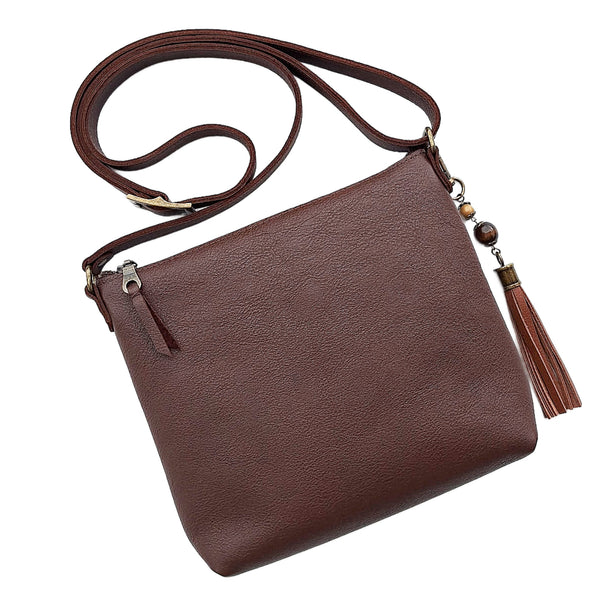 Leather Scalloped Purse - Dark Chocolate