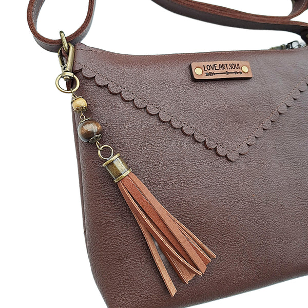 Leather Scalloped Purse - Dark Chocolate