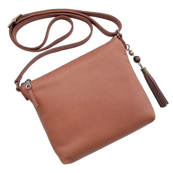 Leather Scalloped Purse - Caramel