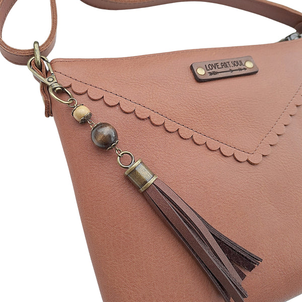 Leather Scalloped Purse - Caramel